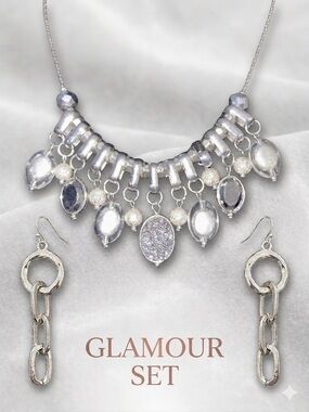 Glamour Statement Necklace & Dangle Earring Set